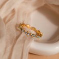 thumbnail image 3 of Aquamarine Eternity Ring, 10k Gold Plated, Blue Gemstone Engagement Ring, Minimalist Silver Ring, 3 of 5