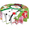 thumbnail image 2 of Christmas Snowman Pattern Tablecloth Round Table Cover Washable Polyester Table Cloth for Kitchen Party Picnic Dining Decor 60 Inch, 2 of 6