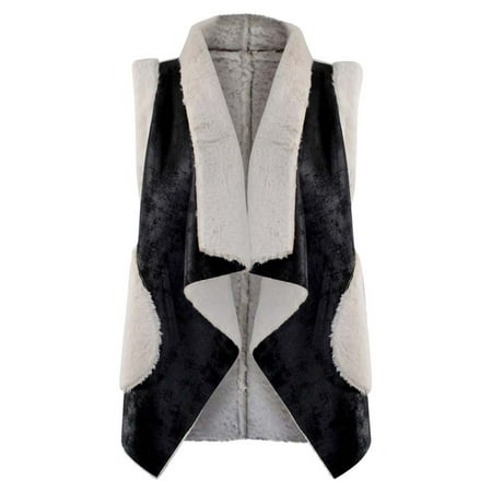 Lined Shearling Vest - Vegan Leather Shearling Lined Vest