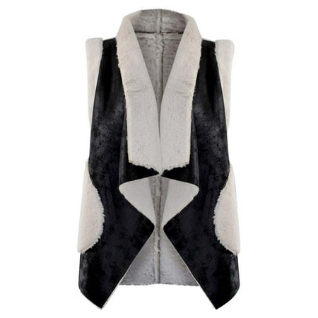 Vegan Leather Shearling Lined Vest