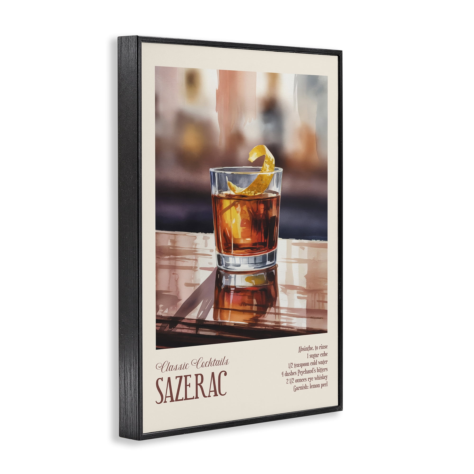 Stupell Industries Sazerac on Reflective Surface Black Framed Giclee Art, design by Andreas Magnusson