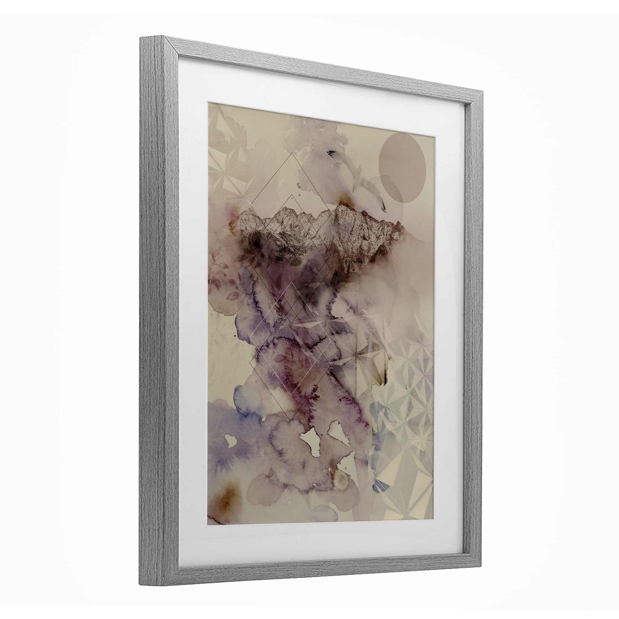 Stupell Industries Dust Abstract with Geometrics Gray Framed Print Under Glass, design by Gemma Bardot