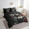 thumbnail image 3 of Feelyou Romantic Skull Bride Twin Bedding Sets 7-Piece, Red Rose Anniversary Bedding Comforter Set, Gothic Couple Theme Reversible Sheet Sets, Luxury Bedroom Decor, 3 of 7