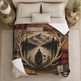 thumbnail image 5 of Rustic Mountain Lake Canoe Scene Buffalo Plaid Patchwork, Peaceful Mountain Lake Scene, Warm Flannel Blanket for Cabin and Lodge, Outdoor Lovers Camping Gift, Artistic Home Decor, 5 of 9