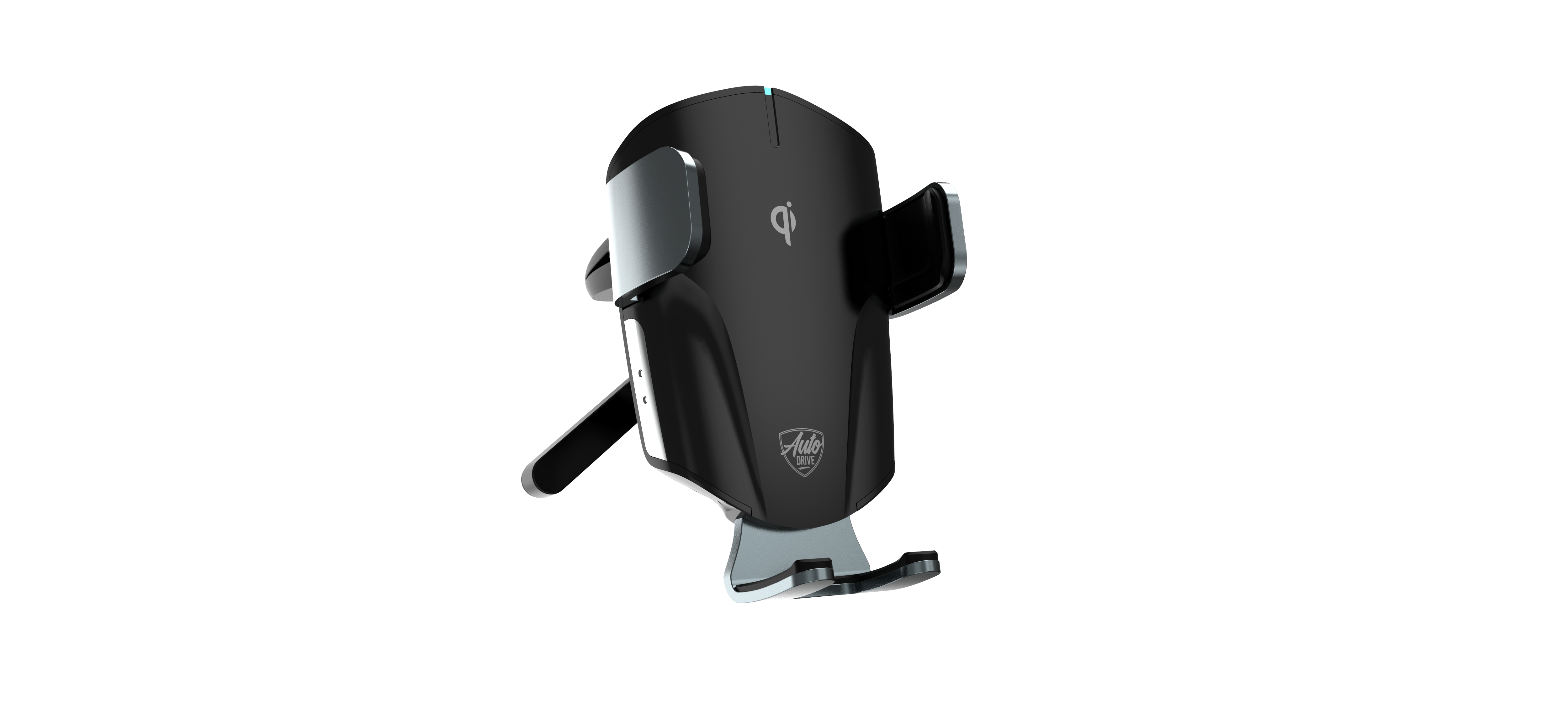 AUTO DRIVE SILVER VENT MOUNT  WIRELESS CHARGER, AUTO-CLAMPING, COMPATIBLE WITH QI-ENABLED PHONES