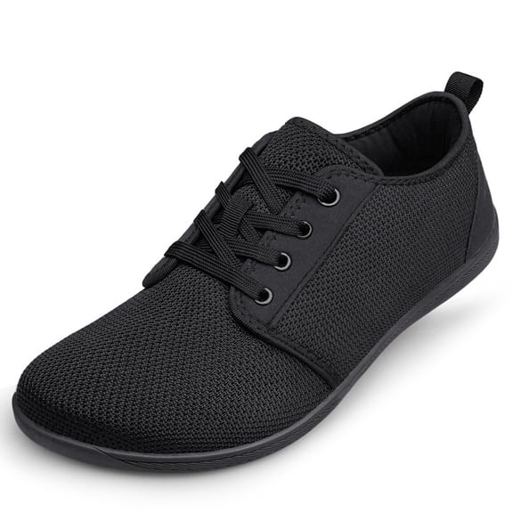 vibdiv Barefoot Casual Shoes for Men Mesh Zero Drop Wide Toe Box Minimalist Non Slip Walking Shoes All Black Size 7.5