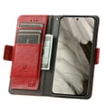 thumbnail image 3 of Allytech Wallet Case for Google Pixel 8, RFID Blocking Vintage PU Leather Cards Slots Flip Folio Stand Magnetic Closure Shockproof Phone Case Cover for Google Pixel 8, Red, 3 of 8