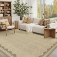 thumbnail image 4 of Haperlare Scalloped Modern Solid Area Rugs, 5x7 Machine Washable Rug Contemporary Bordered Rug Non Slip Non Shedding Indoor Carpet for Living Room Bedroom Office, Linen, 4 of 8