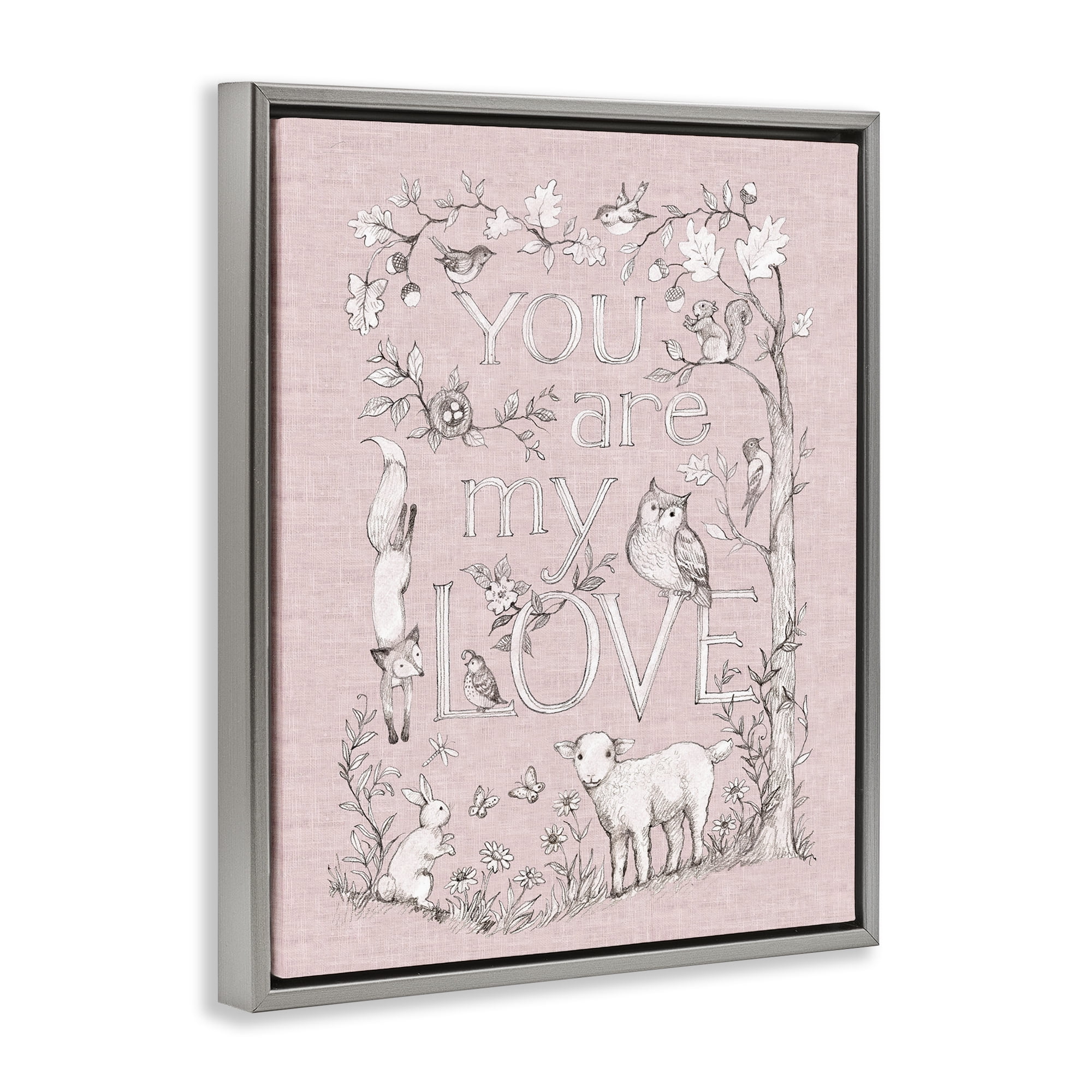 Stupell Industries You Are My Love Gray Framed Floater Canvas Wall Art, design by Susan Winget