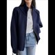 thumbnail image 2 of Suéter de Mujer con Solapa y Cremallera, Cárdigan Informal de Punto. Azul Marino Talla Única, 2 of 9