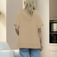 thumbnail image 5 of Women's Half Zip Sweatshirts Collared V-Neck Short Sleeved Solid Tops with Pocket Fall Fashion Casual Loose Pullover Shirts, 5 of 7