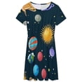 thumbnail image 3 of Planet Set Dress Summer Street Style Dresses Female Short Sleeve Printed Sundress, 3 of 7