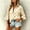 Beige, variant on Womens Polka Dot Lapel Collar Button Down Blouse Ruffled Flare 3/4 Sleeve Loose Fit Casual Everyday Wear Shirt Top Beige XL(XL)