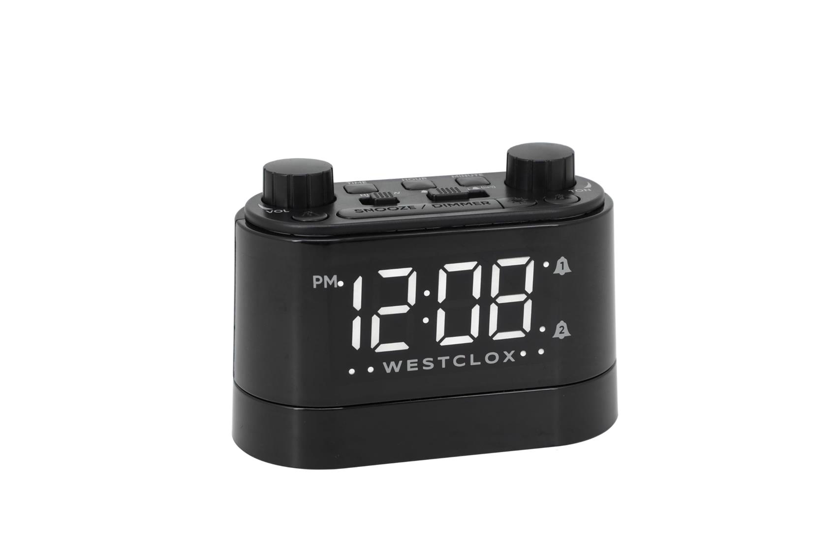 Westclox Super Loud Dual Vibrating Snooze Alarm Clock Night Light Adjustable Alarm Setting
