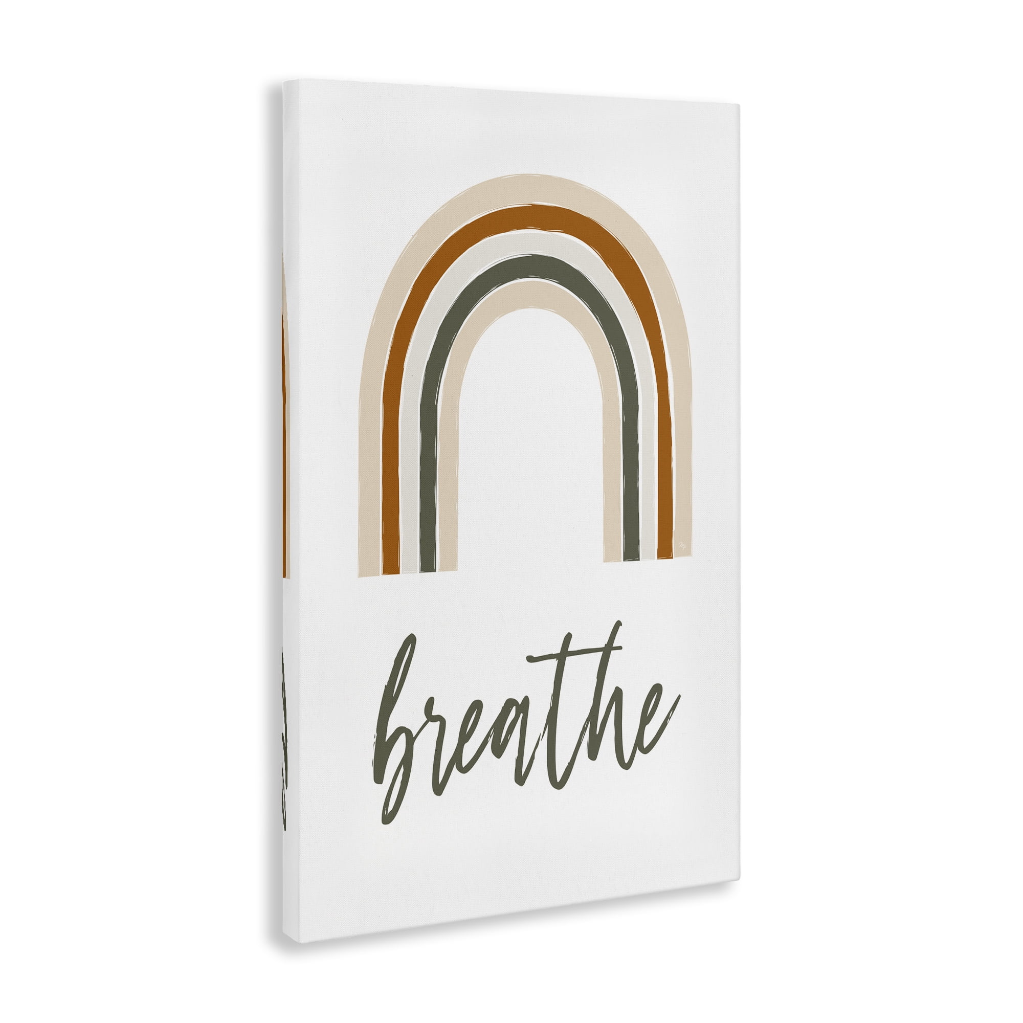 Stupell Industries Breathe with Subtle Earth Tones Text & Numbers Painting Wrapped Canvas Art Print Wall Art, 20 x 30