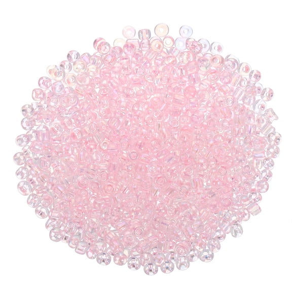 1600Pcs Glass Seed Beads, 4mm 6/0 Loose Mini Beads with Hole, Bulk Craft Spacer for Jewelry Making, Pink AB