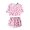 a-Pink443134, variant on VNKIDY Girls Kids Summer Two Piece Homewear Outfit With Lightning Print Round Neck Cropped Top Contrast Hem Elastic Waist Shorts Set For Casual Daily Wear Classic Set