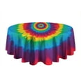 thumbnail image 5 of Colorful Rainbow Tie Dye Spiral Pattern Round Tablecloth 60"x60",Wrinkle Wipeable Table Cloth for Kitchen Dining Room Picnic Patio Party, 5 of 6