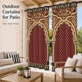 thumbnail image 2 of Double Arches Outdoor Curtains for Patio, Vintage Traditional Beige Brown Floral Vines Symmetrical Waterproof Outside Curtains Privacy Blackout Curtain for Pergola Cabana, 2 Panel 54W x 95L Inch, 2 of 9