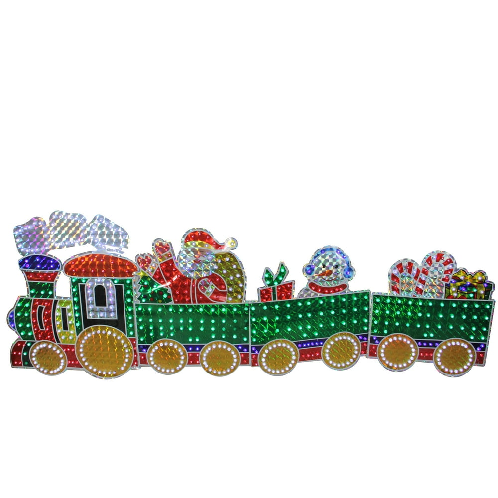 4Piece Holographic LED Lighted Motion Train Set Outdoor Christmas