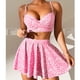 thumbnail image 4 of Trajes de baño Amzcrzy Tankini para mujer, trajes de baño, bikini para mujer, moda casual, sólido con almohadilla para el pecho, bikini deportivo con aros, traje de baño para nadar, rosa, XL, 4 of 7