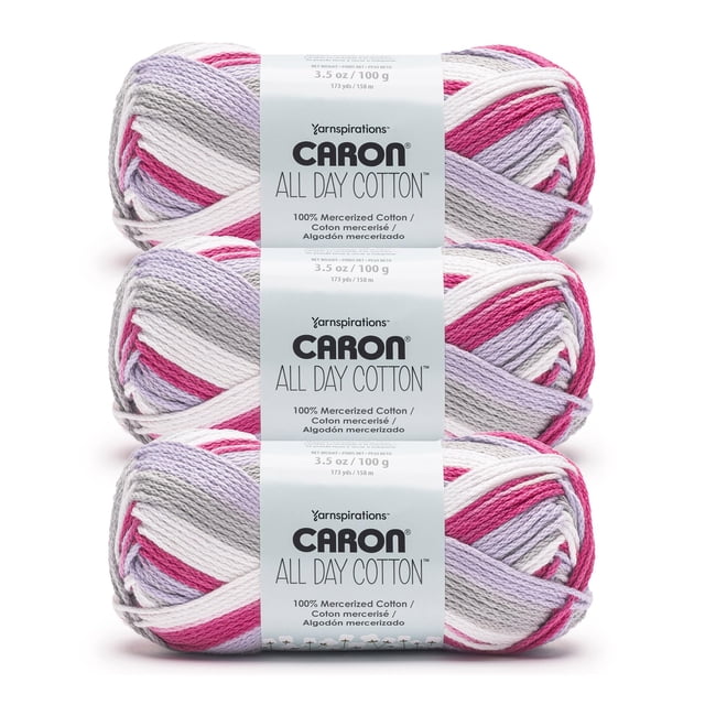 Caron All Day Hilo de Algodón Mercerizado 3x100g #4 Worsted
