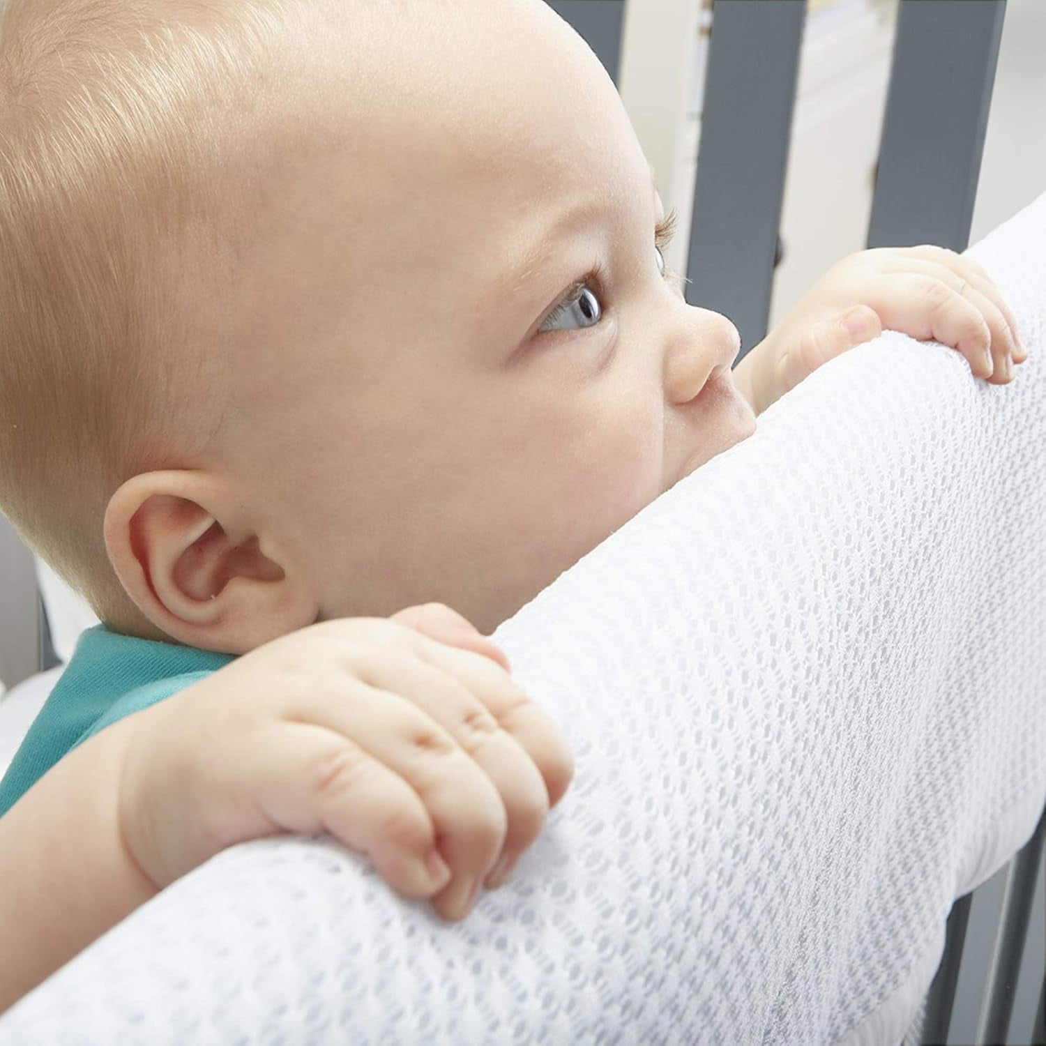 BreathableBaby Mesh Crib RailGuard Teething Cover, White, 27” Short Panel (2-Pack)