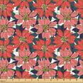 thumbnail image 2 of Ambesonne Floral Fabric by the Yard Upholstery, Colorful Poinsettia Flowers, 3 Yards, Dark Pink Quartz and Indigo, 2 of 5
