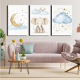 thumbnail image 2 of Canvas Poster Children's Room Wall Painting Set Watercolor Animal Theme Giraffe Bear Elephant Illustration Dream Sky Baby Room Decoration Three-piece Set Artwork Baby Space, 2 of 6