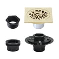 thumbnail image 5 of Kingston Brass BSFK6360PB Watercourse 4-Inch Brass Square Grid Shower Drain with Hair Strainer and Base Flange in Polished Brass, 5 of 5