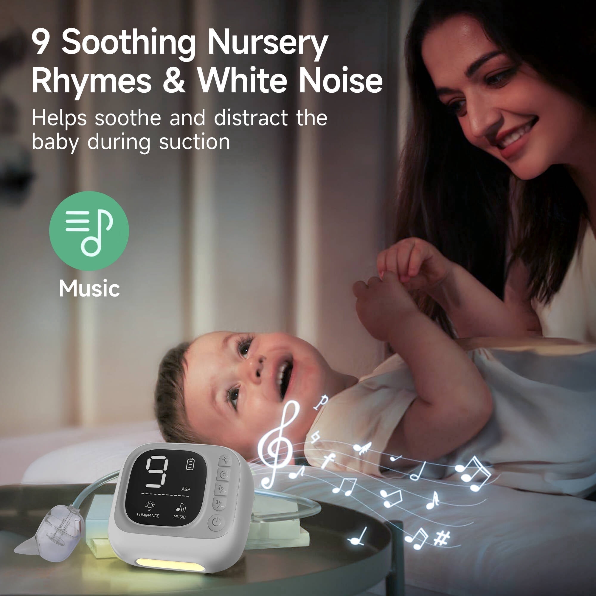 Morfone Nasal Aspirator for Baby, Electric Nose Suction for Baby with Night Light,Soothing Lullabies, Baby Nose Sucker with 9 Adjustable Suction Levels