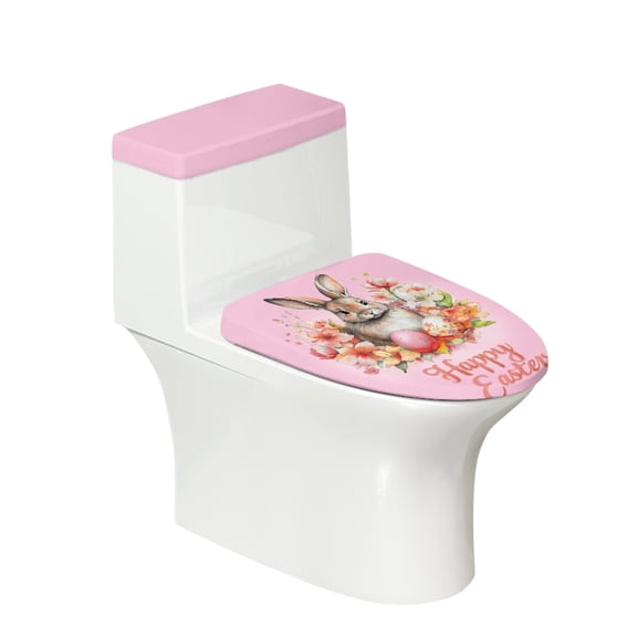 HELLHERO Easter Bunny Set of 2 Soft Bathroom Seat Covers with Elastic Edge for Stretch