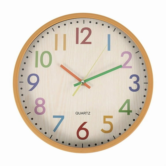 Silent Non Ticking Kids Wall Clock, Battery Operated Colorful Decorative Clock for Children Nursery Room Bedroom School Classroom