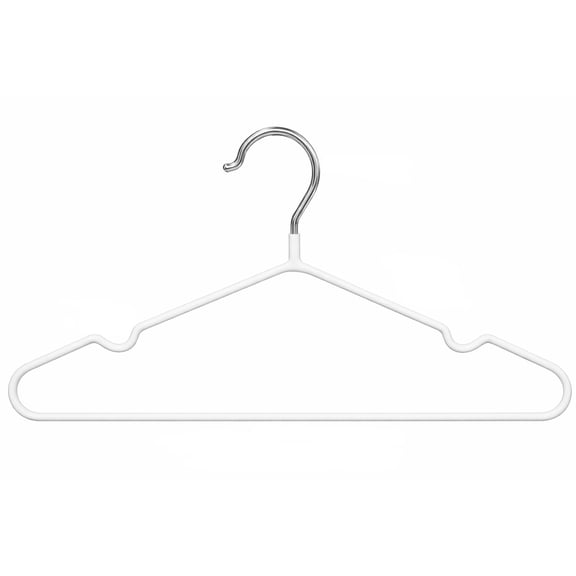 Simpli Furnished Non-Slip Rubber-Coated Hangers for Clothes, 16"w X 8"h, 120-Pack, White