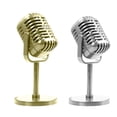 thumbnail image 2 of Microphone Vocal Dynamique Rétro Classique, Micro Vintage, Support Universel pour Performance en Direct, Karaoké, Enregistrement en Studio, Or, 2 of 5