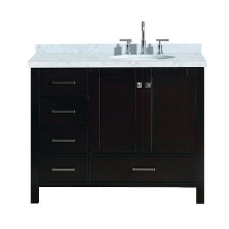 Espresso Finish Vanity - ARIEL CAMBRIDGE 43 IN. RIGHT OFFSET SINGLE OVAL SINK VANITY IN ESPRESSO