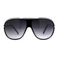 thumbnail image 2 of Mens Classic Sporty Flat Top Mobster Oversize Retro Racer Sunglasses Black White Smoke, 2 of 4