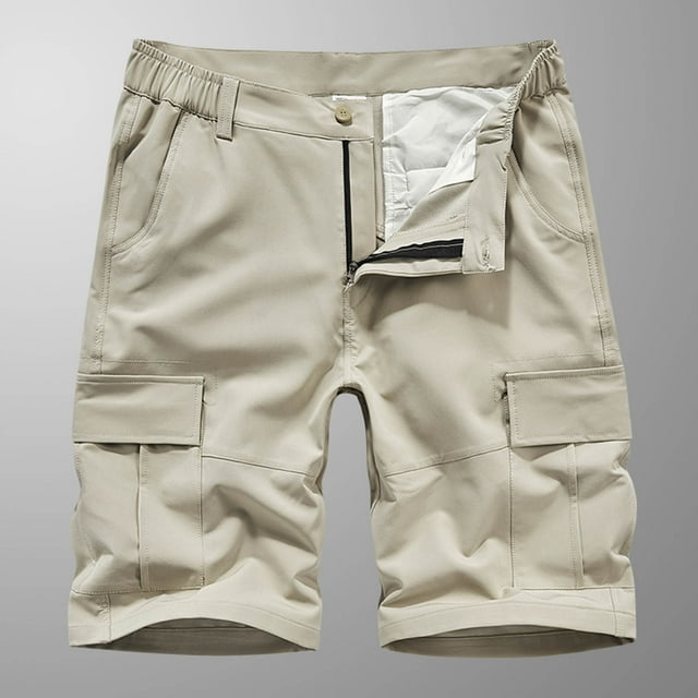 pstuiky Abreviatura para hombres, Pantalones cortos cargo casuales para hombre, con bolsillos con botones y cremallera, cintura elástica Pantalones cortos de baloncesto