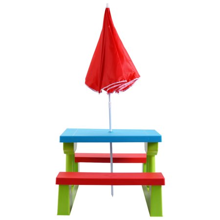 4 Seat Kids Picnic Table w/ Umbrella Garden Yard Folding 