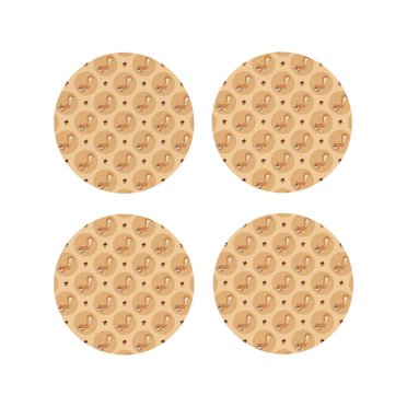 Vsdgher Squirrel And Nuts Print Leather Coasters for Drinks, Durable Drink Coasters 4 Set for Tabletop Protection, Luxurious Home Décor and Housewarming Gift-Round Shape