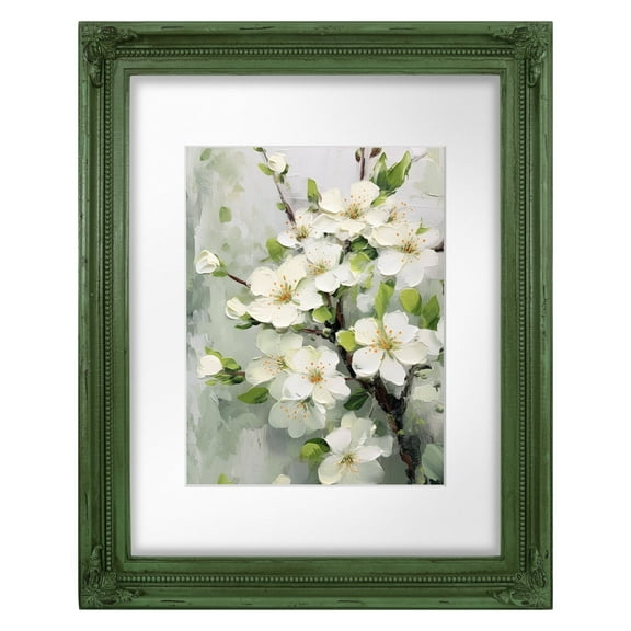 SIMON'S SHOP 11 x 14 Picture Frame Matted to 8 x 10 Photo, Distressed Green Rustic Poster Frames for Wall and Tabletop