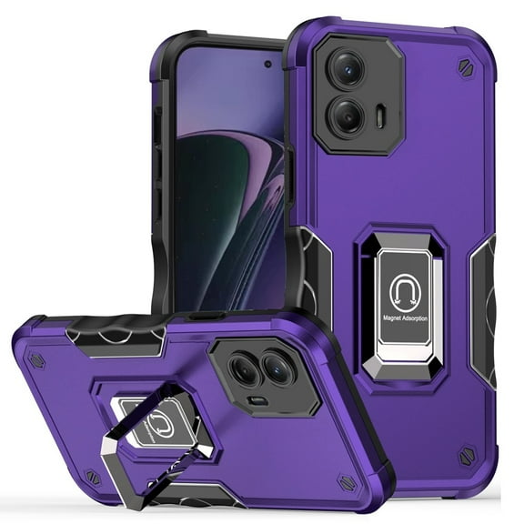 TJS for Motorola Moto G Stylus 5G 2024 Phone Case, [Military Grade] Heavy Duty Magnetic Support Ring Kickstand Cover (Purple)