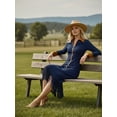 thumbnail image 3 of Women's Western Cowgirl Fringe Dress, Sexy Zipper Lapel Long Sleeve Bodycon Dress,Country Concert Outfit,Vintage Bohemian Night Out Party Gown Women, 3 of 9