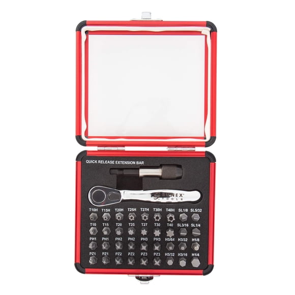 Juego de trinquetes y brocas Sunex 9726 de 38 piezas con funda de aluminio