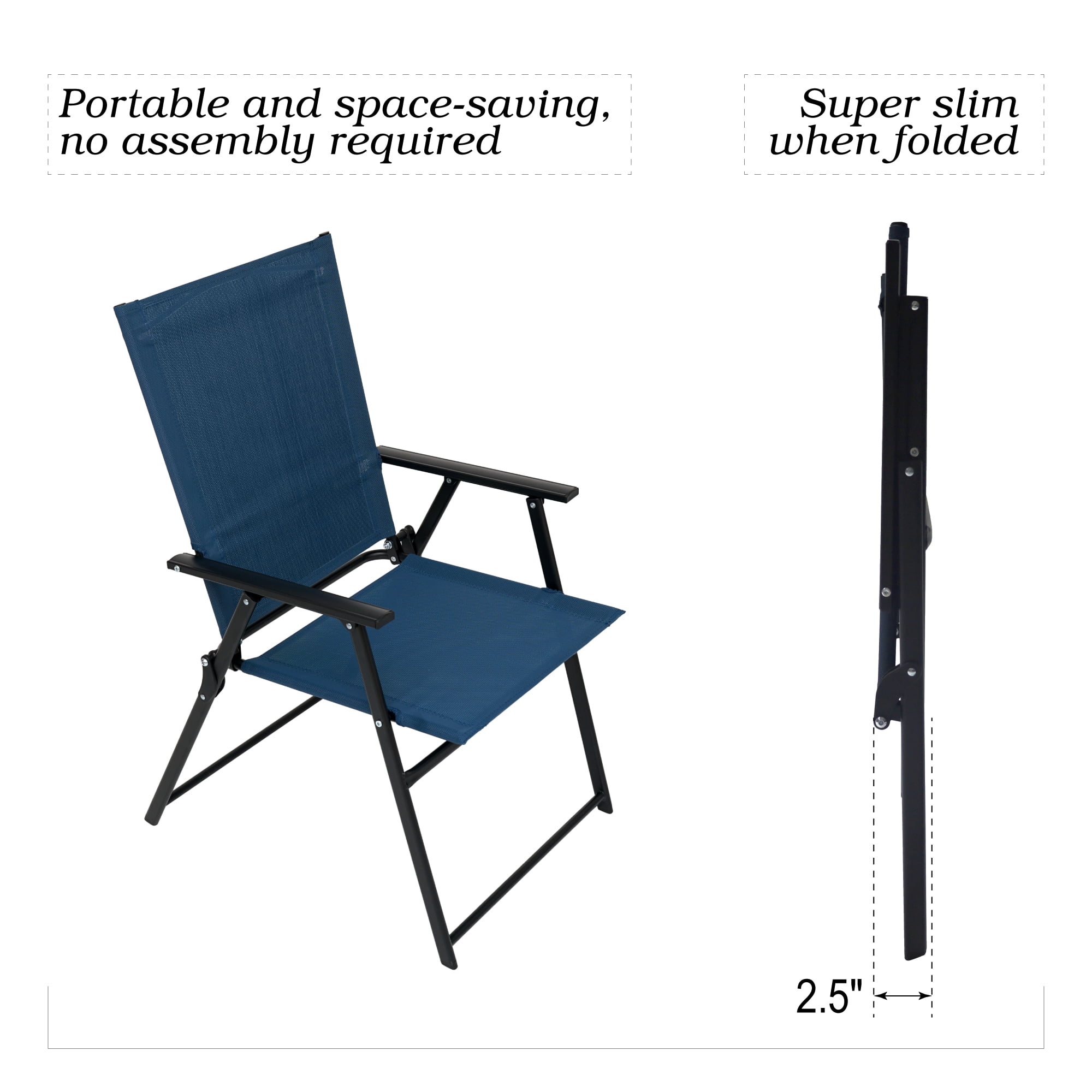 Metal Outdoor Folding Chairs, 4-Piece Patio Lawn Chairs with Arms
