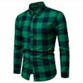 thumbnail image 1 of Men Stylish Warm Plaid Shirts Flannel Long Sleeve Formal Shirt Work Top, 1 of 4