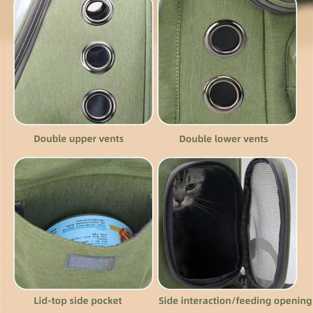 FENGCAI Cat Backpack Carrier, Breathable Cat Carrier Large Space Bubble Pet Backpack for Kitty Small Dog up to 16lbs-Green