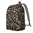 thumbnail image 2 of Mushroom and Fern Black Pattern Backpack for School, Cute School Bag with Adjustable Shoulder Straps and Padded Back, 15.7"x11.8"x5.5", 2 of 5