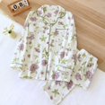 thumbnail image 2 of 2024 Spring and Autumn Women's Pajama Set 100% Cotton Crepe Long sleeved Pants Two piece Cute and Sweet Home Fury Set Ladies, 2 of 4