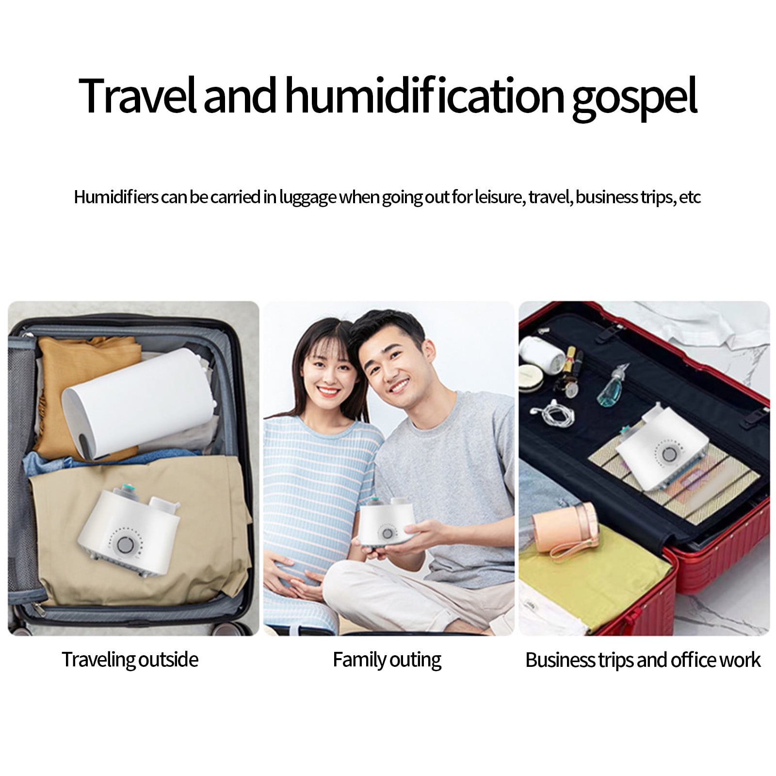 LACKUST Humidifiers for Bedroom,Portable Humidifier Converts Any Bottle, Quiet Travel-Sized, Infinitely Adjustable Spray Volume,White